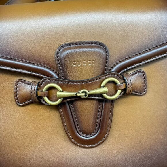 GUCCI Lady Web Brown Leather Shoulder Bag 875-041025 - Picture 6 of 14